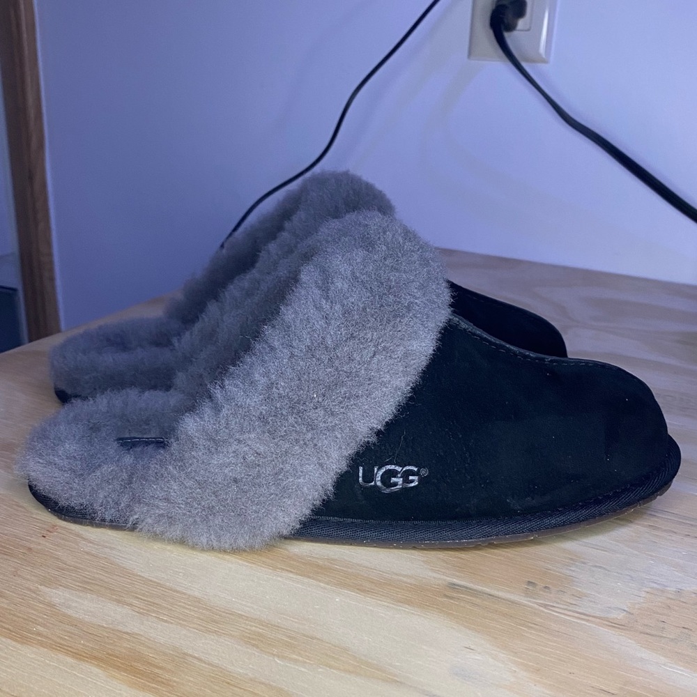 Like new black and grey UGG slippers